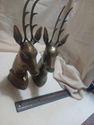 Pair Of Vintage Mid-century Modern Solid Brass Impala Gazelle Deer Stag Bookends