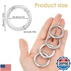 4 Silver Metal O Ring For Purse Strap - 1 Inch Round Spring Ring Clasp For Ha