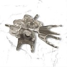 Pre-notched Cut 4 Prong Cup Set Stud Earrings Settings Mounting Sterling Silver