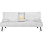 Modern Futon Sofa Bed W  Cupholders Pillows Convertible Space Saving Design New