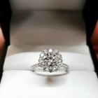 Real Moissanite 2ct Round Cut Halo Women s Engagement Ring 14k White Gold Plated