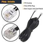 25ft Telephone Extension Cord Cable Landline Wire Rj11 6p4c Black 2 Pcs Clips
