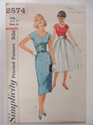 Rare Vtg 60 s Simplicity 2574 Scalloped V-neckline Dress Sewing Pattern Women