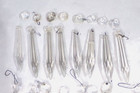 Antique Lot Of 53 Crystal Faceted Point Prisms Clear With Faceted Top Beads