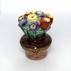 Rochard Porcelain Trinket Box Basket Of Tulips Hand Painted Limoges France