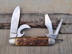 Vintage Keen Kutter 4 Blade Scout Knife Usa Cracked Scale 