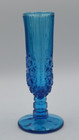 Vintage 1970s Fenton Glass Daisy   Button Whisk Broom Blue Vase
