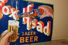 Rare Vintage 1930 s Fox Head Lager Beer 20  Embossed Tin Lithograph Metal Sign
