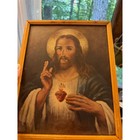 Vintage Sacred Heart Of Jesus Framed Print Florence Kroeger Religious Art 10x12