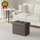 Storage Ottoman Foot Rest Stool  Foldable Leather Footstool Storage Bench