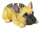French Bulldog  Resin Statue With Stainless Insert Bowl