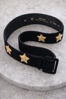 Vintage Escada West Germany Black Velvet Star Belt Gold Appliqu   Leather Eu 38