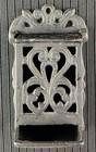 Vintage Cast Iron Wall Mount Match Holder Safe Pocket Filigree Scrollwork 6 5 