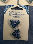 Westrim 13 16    Blue Lily Flower Ceramic 2 Hole Buttons Lot Of 3 Button Cards