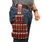 Cowhide Leather Cartridge Holder Leg Belt For 12  16   12 Gauge Shells  Hunting