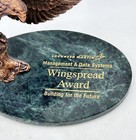 Lockheed Martin Management Data System Wingspread Award Eagle   Marble Plaque 