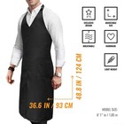 V Neck Long Apron Tuxedo Style  Front Slit  2 Pockets  Waiter  Chef  Restaurant