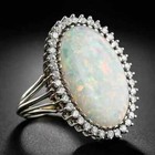 Elegant 925 Sterling Silver Rainbow Opal Charms Engagement Wedding Ring Size 7