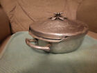 Hand Forged Hammered Aluminum Everlast Metal Casserole Dish W floral Lid Vintage
