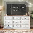 Farmhouse 9 Drawer Dresser 60 Wide Wood Tv Stand Roman Column White