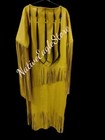 Native American Powwow Regalia Wedding Dress Womens Tan Gold Beaded Fringe Lwd32