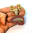 The Rocky Horror Picture Show Gem Necklace Gold Bling Lips Gift   20  Chain