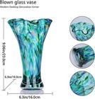 High Teal Glass Vase  Hand Blown Glass Vase  Teal Home Decoration