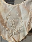 Antique Victorian Baby Collar Hand Embroidered Monogram Lace Trim Cotton