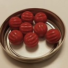 Lot Of 8 Mcm Vintage Heavy Carved Cherry Red Bakelite Ball Sew On Buttons