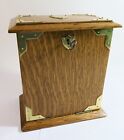 Antique Solid Oak Desk Sized Locking Correspondence Center   Brass Embellishment