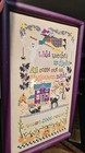 Victorian Halloween Ghosts Witch Bats Framed Handmade Cross Stitch 