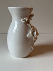 Vintage Lefton White Porcelain Rose Bud Vase Glossy 3d Applied Rose Flower 6 