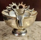 Vintage Silver Plated Stag Deer Elk Head Pedestal Decorative Bowl Home Decor
