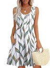  Womens Summer Dresses Loose U Neck Sleeveless Large Floral Multi Leaf