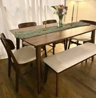 6-piece Mcm Dining Room Set  Upholstered Wooden Kitchen Table   Seating walnut