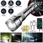 30w Led Flashlight Strong White Laser Torch Zoom Usb Charging Camping Light Tool
