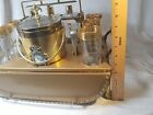 Vintage Mid Century Tabletop Rolling Bar Cart Gold Tone With Brass Accents Mcm