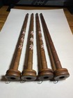 Antique Wooden Lace Bobbins Hand-painted Floral Design Set Of 4 Textile Tools