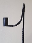 Vtg antique Hand-wrought Iron Primitive Rush Lamp light Tripod Candle Holder 20 