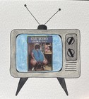 Original Art Atc Watercolor Mixed Media Collage Retro Vintage Tv Bad Mama Jama 