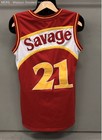 Savage Men s 21 Basketball Jersey Red White Yellow Mesh Embroidered Sz M