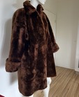 Vintage 1950s   1960s Genuine Laskin Mouton Lamb Fur Swing Coat 