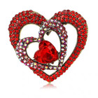 Rhinestone Double Heart Love Brooch Pin For Mom Women Jewelry Gift Usa