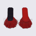 Red Military Epaulettes Shoulder Board Shell Fringe Parade Band Costume Pair