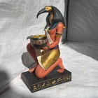 Egyptian God Thoth Candle Holder Statue Figurine Ibis Head Resin Hand Painted