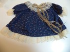 New Old Stock  Vtg Lot Navy Print  Lace Trim Dresses  For 12    Bears   Baby Dolls