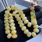 White Natural Baltic Amber 42g  Islamic Prayer Rosary Tablet 33 Beads Tasbih
