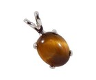 19thc Antique 2  ct Tiger   s-eye silver Pendant  Ancient Africa Warns Of Predators