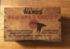 Vintage Montgomery Wards Red Head  12 Ga Shotgun Shot Wood Shell Ammo Crate Box
