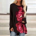 Boho Floral Long Sleeve Tunic Tops Loose Casual Blouse T Shirt Plus Size Womens